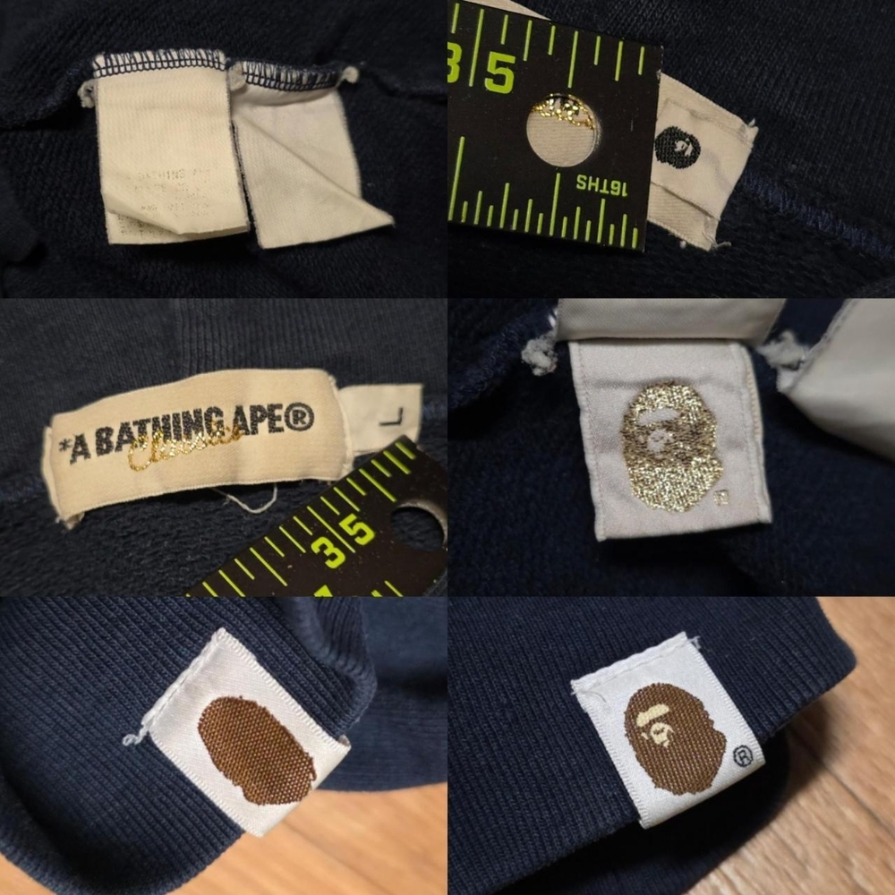 Bape A Bathing Ape Sweatshirt Hoodie Shark Size Large Navy - Picture 5 of 8